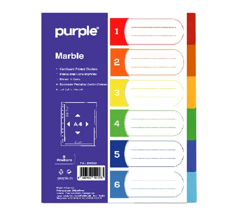 Jeux d’intercalaires en carte imprimé (6 positions) MARBLE
