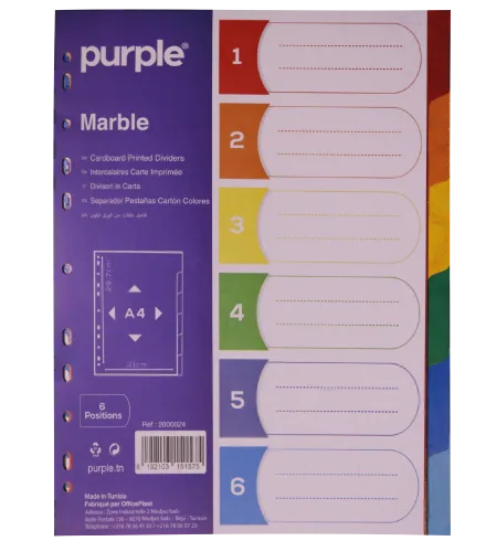 Jeux d’intercalaires en carte imprimé (6 positions) MARBLE — photo 2