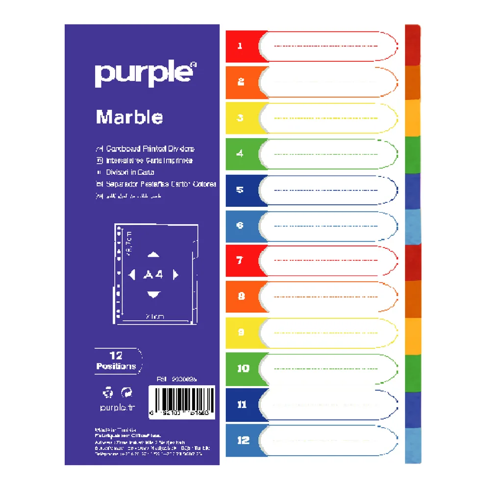 Jeux d’intercalaires en carte imprimé (12 positions) MARBLE