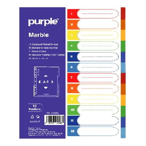 Jeux d’intercalaires en carte imprimé (12 positions) MARBLE