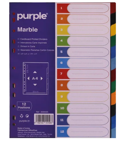 Jeux d’intercalaires en carte imprimé (12 positions) MARBLE — photo 2