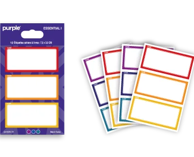12 Étiquettes scolaire autocollantes Essential III