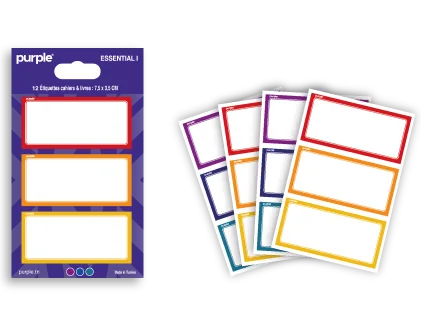 12 Étiquettes scolaire autocollantes Essential III