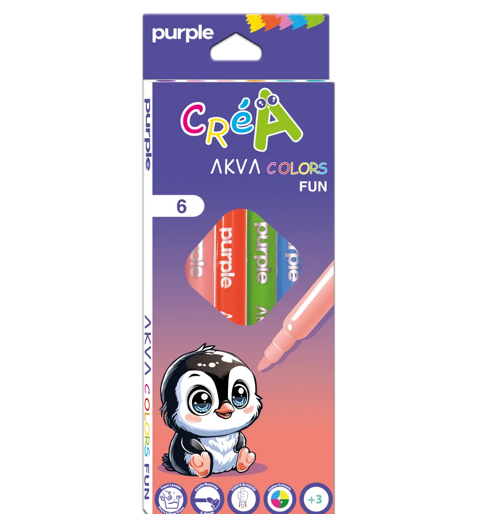 ETUI DE 6 feutres couleur AKVA COLRORS FUN CREA