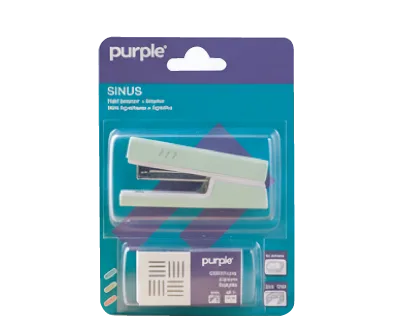 Blister mini agrafeuse +paquet d'agrafes Bi-color sinus