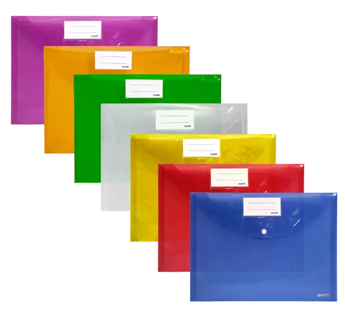 Pochette à bouton MAXI en Polypropylène COLORPROTECT