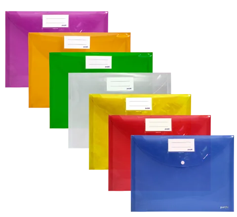 Pochette à bouton MAXI en Polypropylène COLORPROTECT