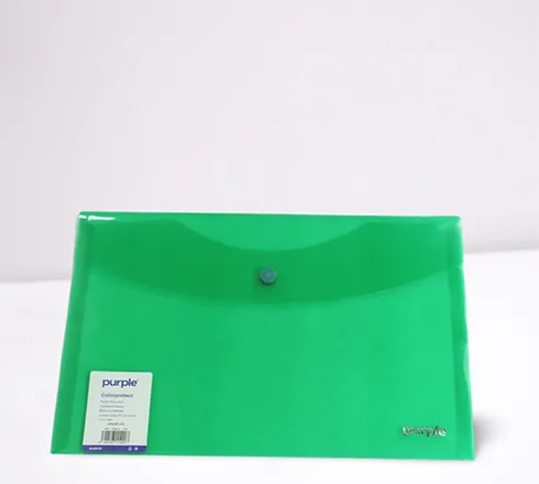 Pochette à bouton pression en PP 24x32cm COLORPROTECT — Vert