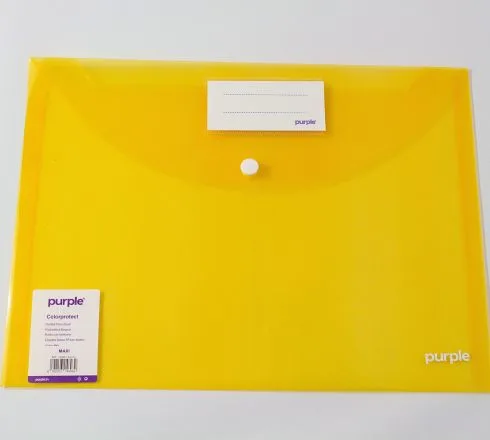 Pochette à bouton MAXI en Polypropylène COLORPROTECT — Jaune