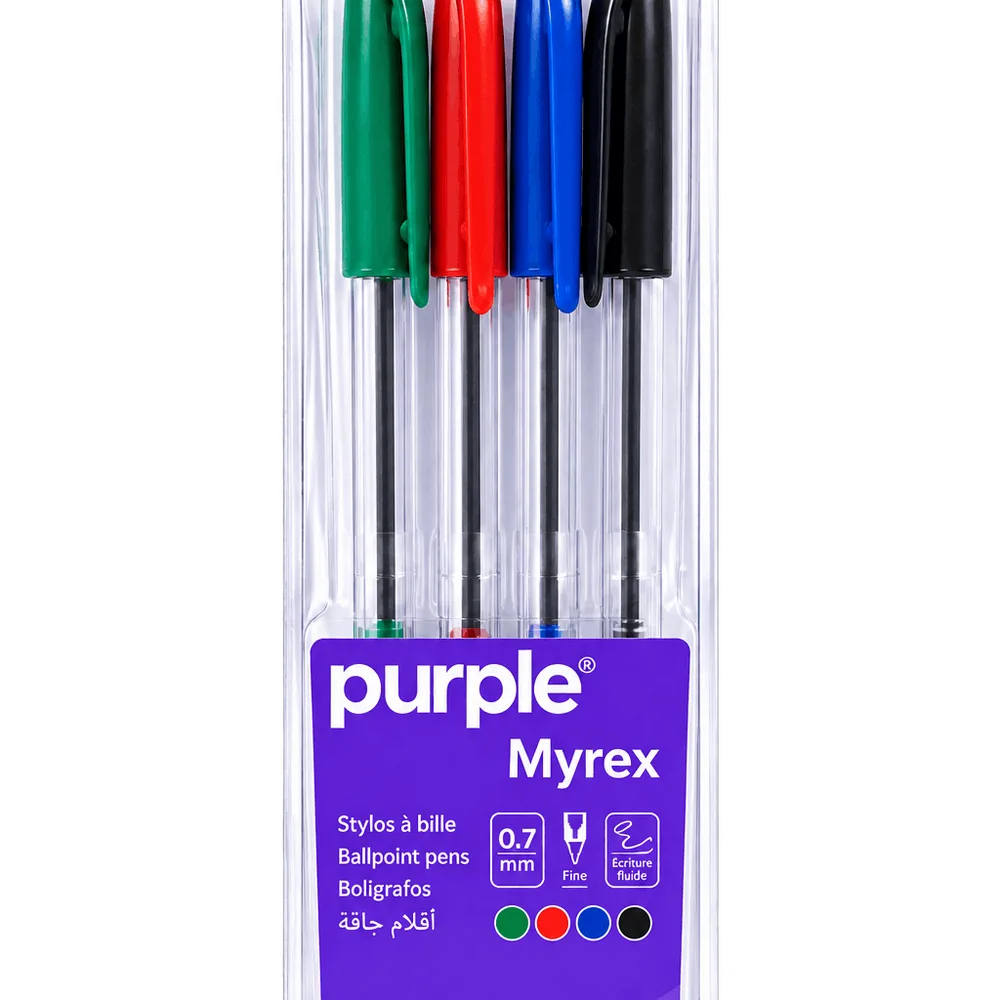 Pochette 4 Stylos Myrex 0,7 mm