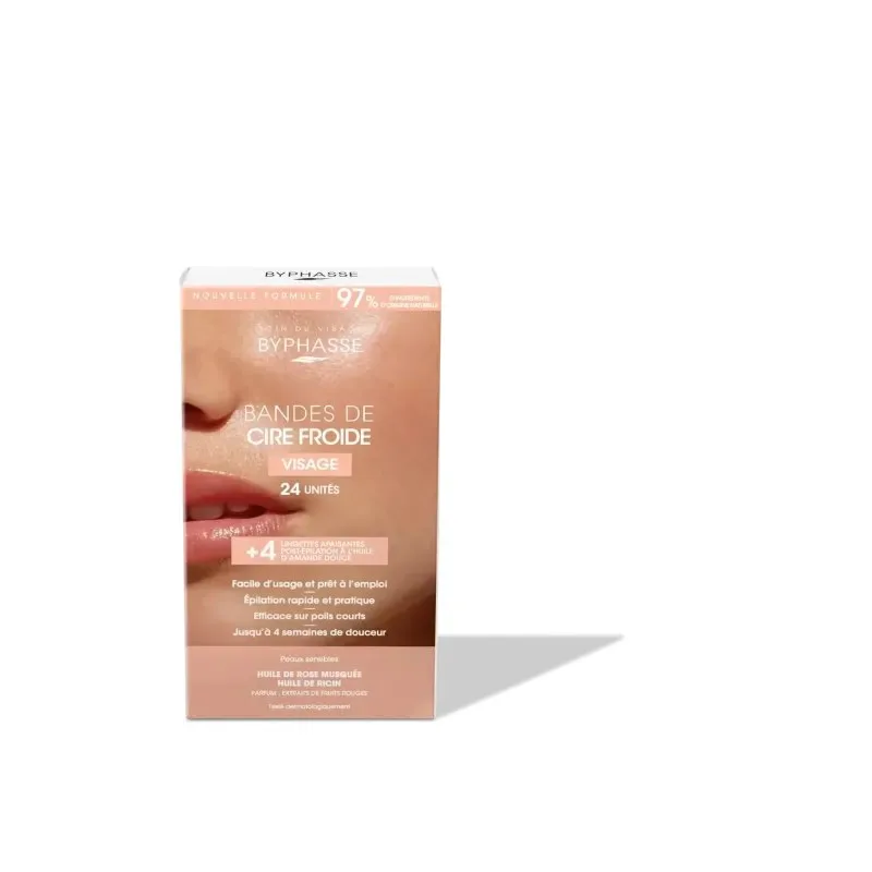 BYPHASSE Bandes de Cire Froide Visage & Zones Délicates 24 Pièces