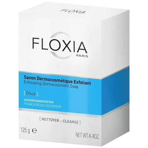 FLOXIA Savon Dermocosmetique Exfoliant Éclaircissant Disco 125 g