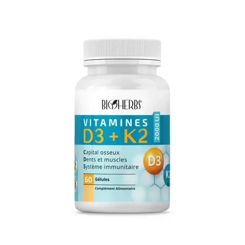 BIOHERBS Vitamines D3+k2 60 Gélules
