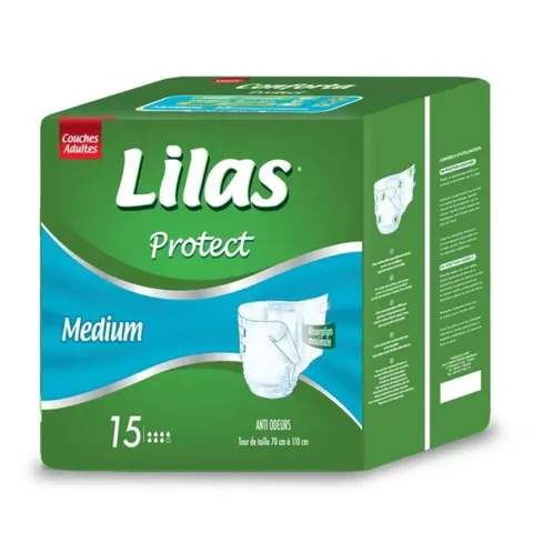 LILAS Couches Adultes Confort Protect Medium 15 Pièces