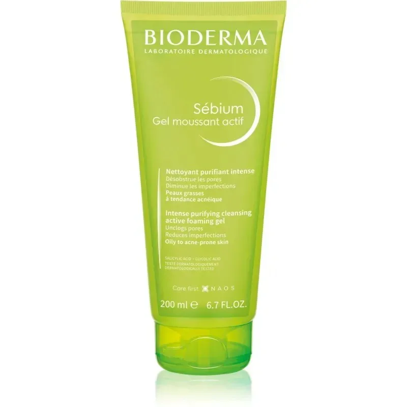 BIODERMA Sebium Gel Moussant Actif 200 ml Peaux Grasses à Tendance Acneique