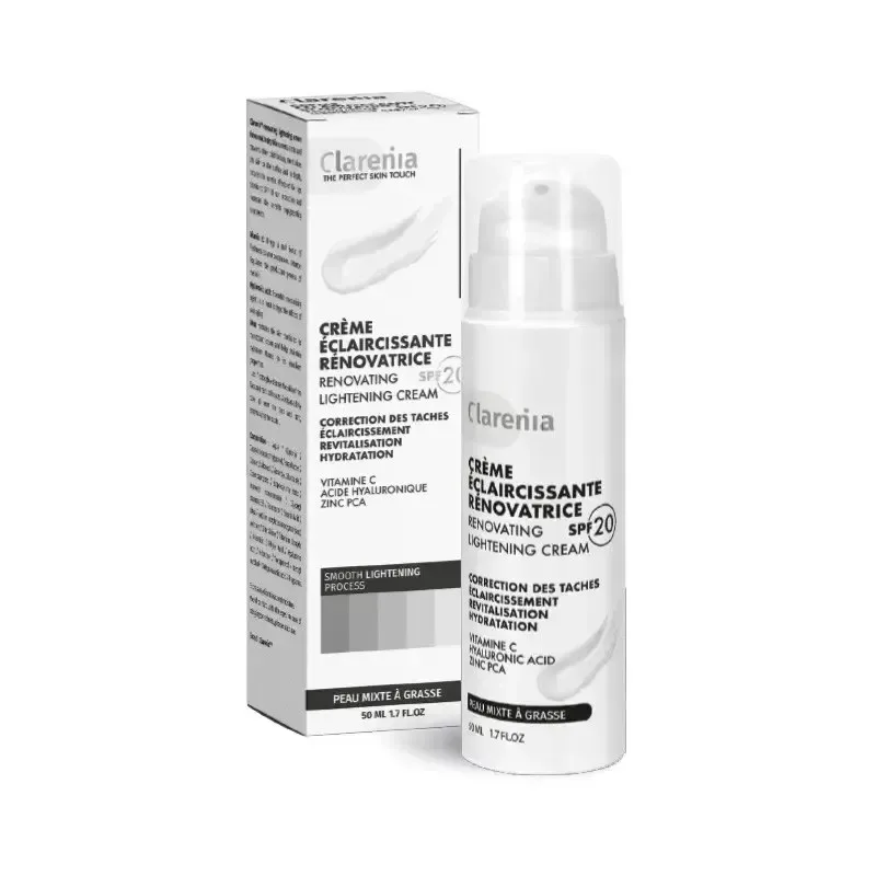 CLARENIA Crème Eclaircissante Renovatrice SPF20 Peau Mixte à Grasse 50 ml