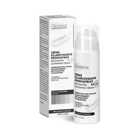 CLARENIA Crème Eclaircissante Renovatrice SPF20 Peau Mixte à Grasse 50 ml