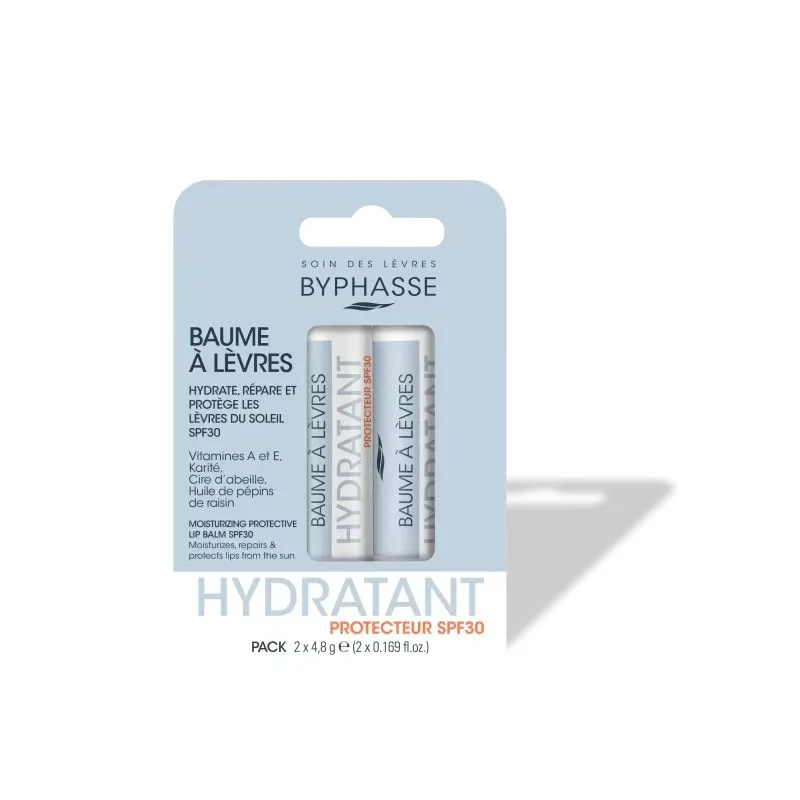 BYPHASSE Baume Lèvres Hydratant Repare et Protege SPF 30 (2x4.8gr)
