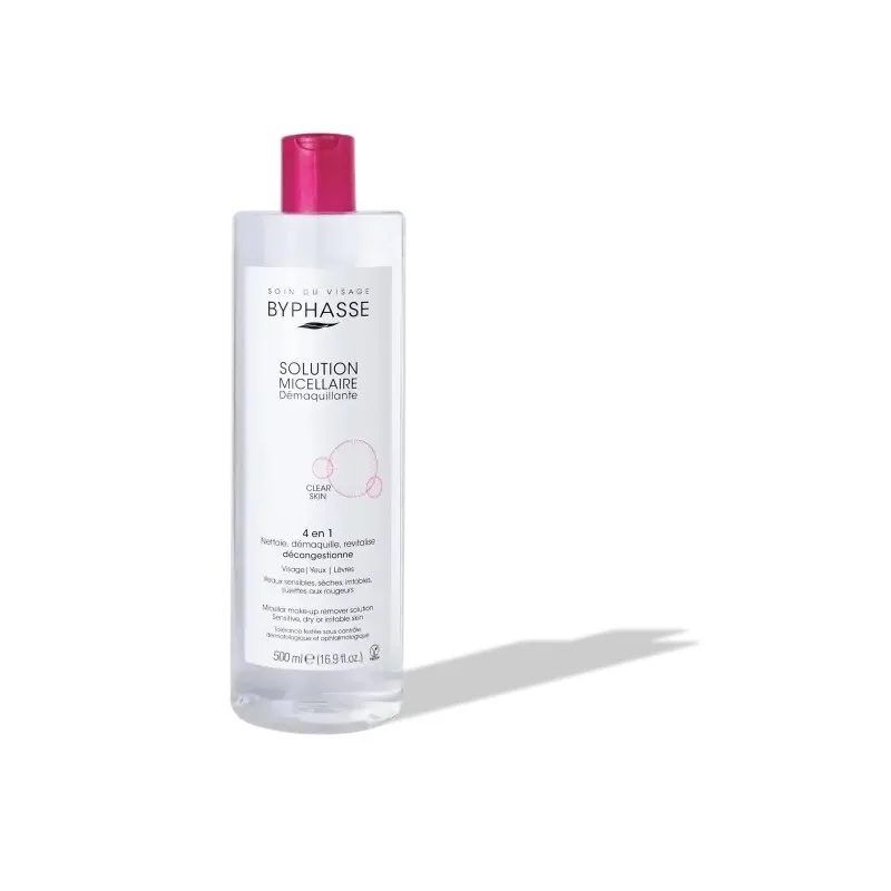 BYPHASSE Solution Micellaire Démaquillante 4 en 1 Clear Skin 500 ml