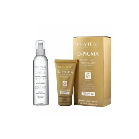 PHYTEAL Dpigma Écran Teinté Beige Rosé Spf50+eau Micellaire à l'aloe Vera 150 ml (offerte)