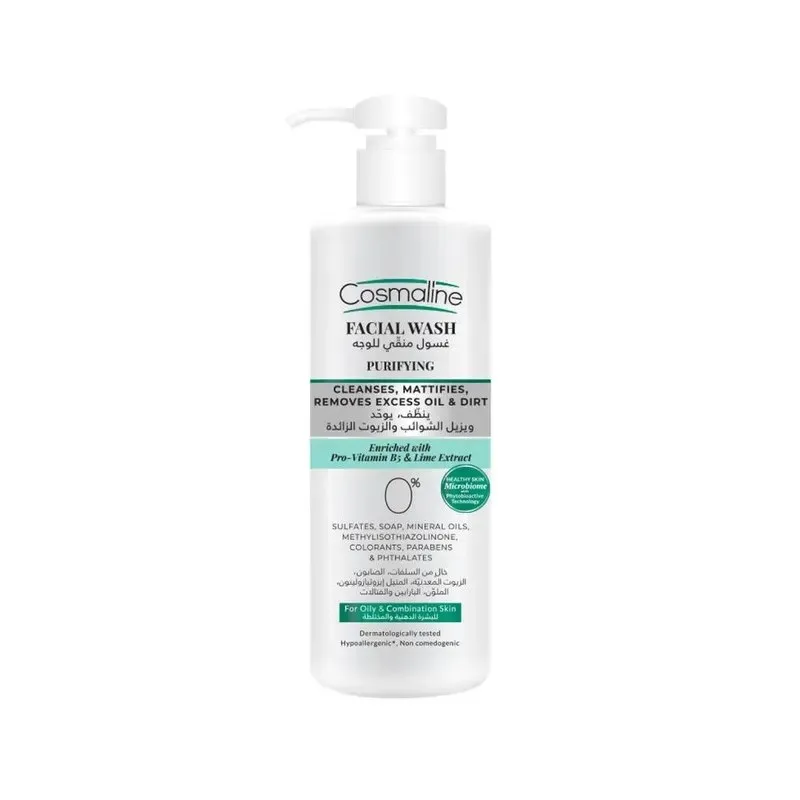 COSMALINE Gel Nettoyant Visage Purifiant pour Peaux Grasses et Mixtes 250 ml