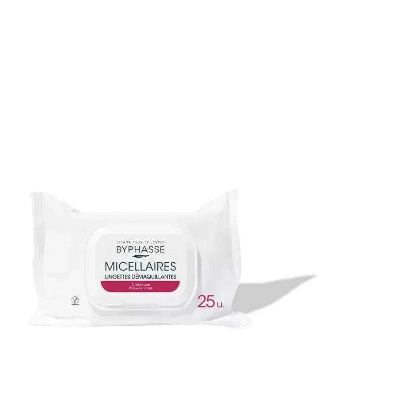 BYPHASSE Lingettes Demaquillantes Micellaires Aloe Vera Bt/25