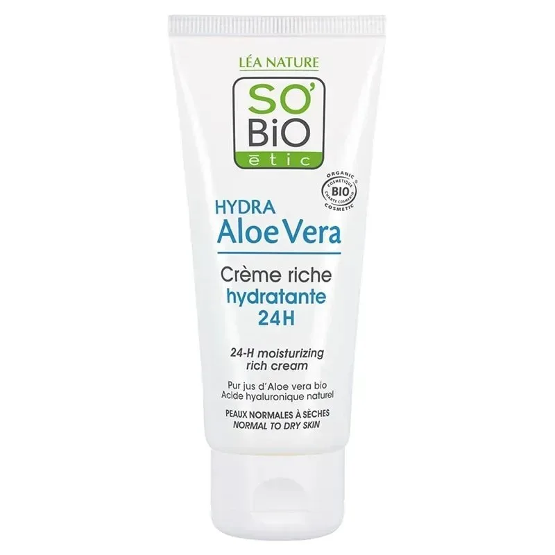 So Bio Hydra Aloe Vera Crème Riche Hydratante 24H Peaux Normales à Sèches 50 ml