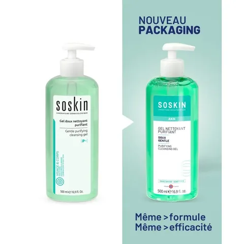 SOSKIN Gel Doux Nettoyant Purifiant 500 ml
