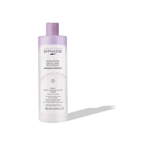 BYPHASSE Solution Micellaire Démaquillante 4 en 1 Biphasique Waterproof 500 ml