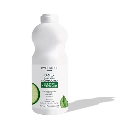 BYPHASSE Family Shampooing Thé Vert Citron Vert Cheveux Gras 750 ml