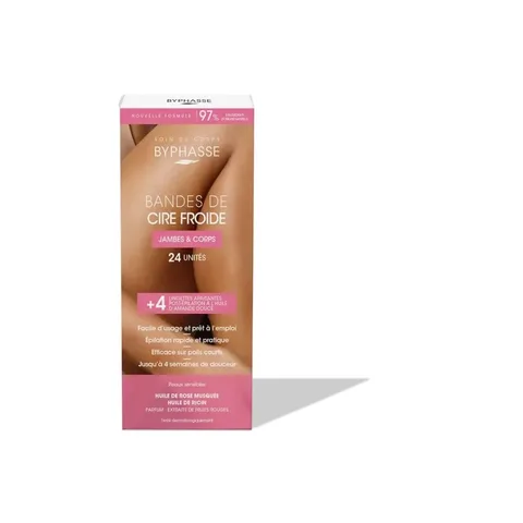 BYPHASSE Bandes de Cire Froide (24 Bandes+4 Lingettes)