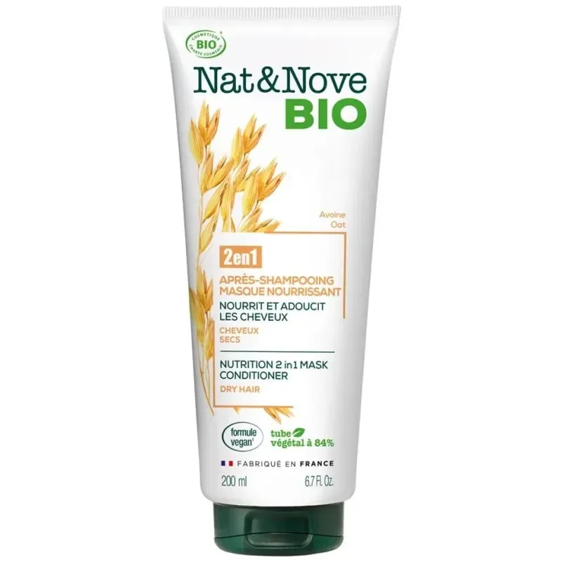 Nat & Nove Bio 2en1 Après-Shampooing Masque Nourrissant Cheveux Secs 200 ml