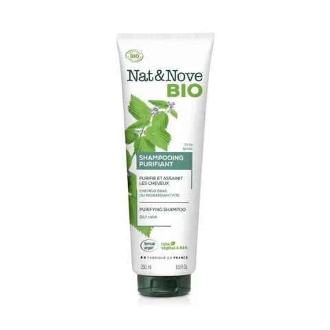 Nat & Nove Bio Shampooing Purifiant à l'extrait d'ortie pour Cheveux Gras 250 ml