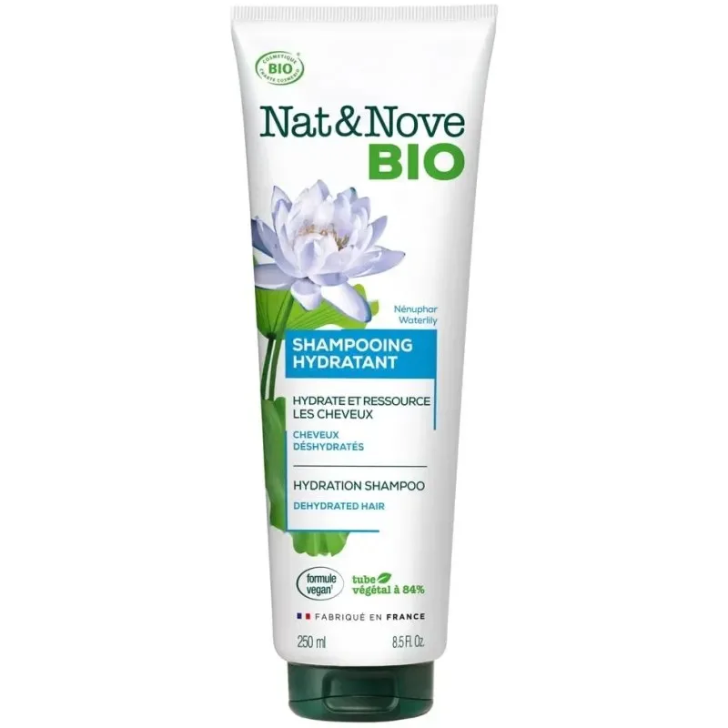 Nat & Nove Bio Shampooing Hydratant à l'extrait de Nenuphar pour Cheveux Deshydrates 250 ml