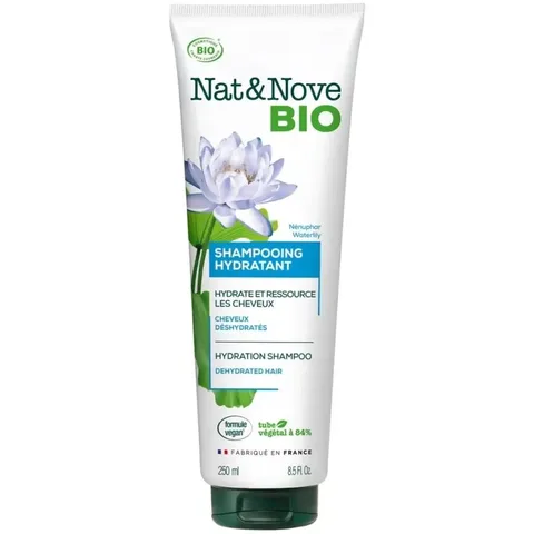 Nat & Nove Bio Shampooing Hydratant à l'extrait de Nenuphar pour Cheveux Deshydrates 250 ml