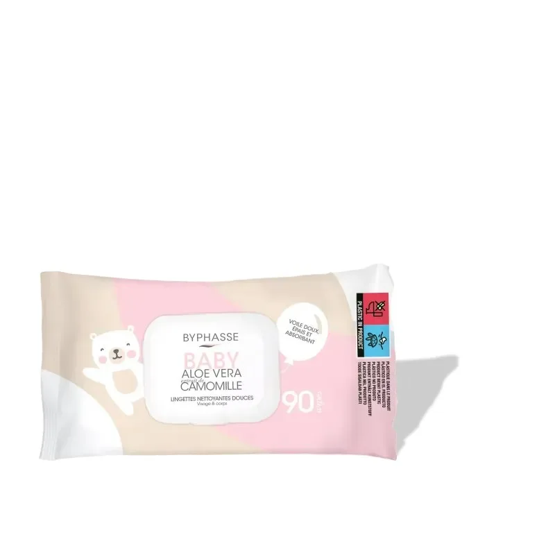 BYPHASSE Baby Lingettes Aloe Vera Extrait de Camomille Bt/90