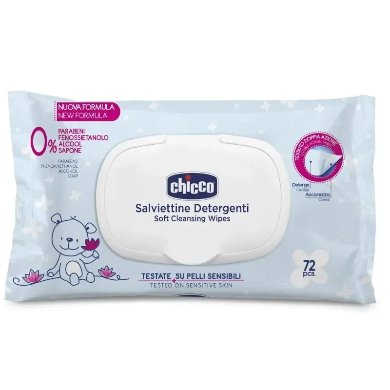 CHICCO Lingettes Nettoyantes Peaux Sensibles 72 Pièces