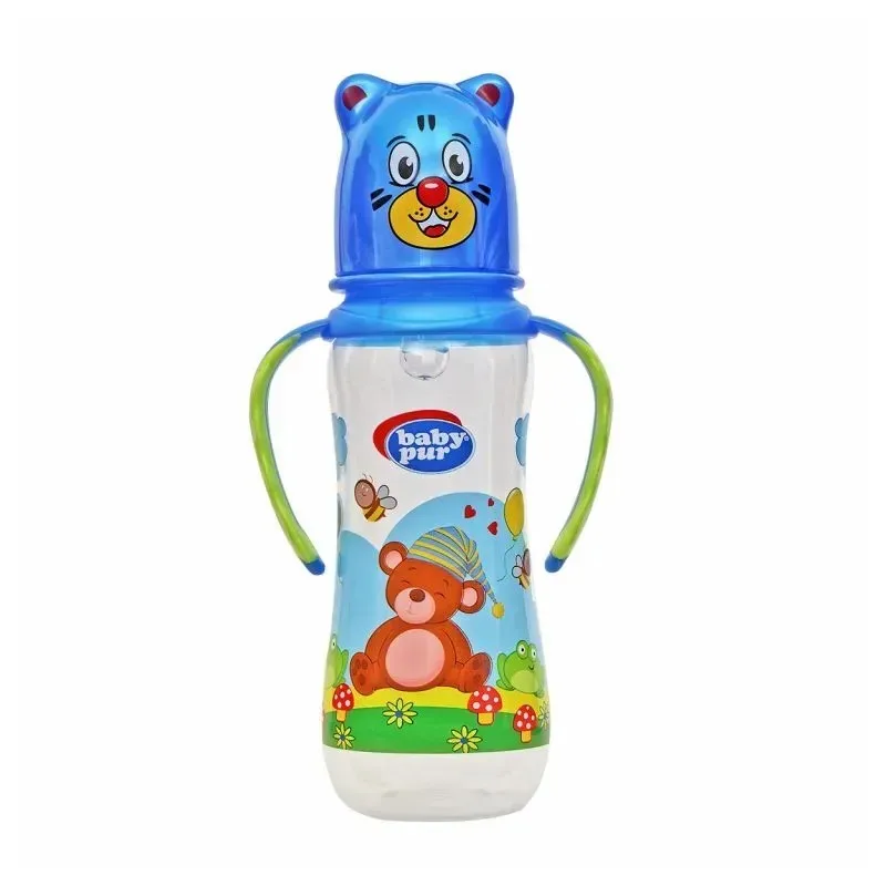 BABY PUR Biberon Safari Standard avec Couvercle et Anses 250 ml
