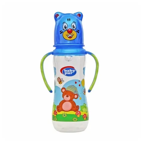 BABY PUR Biberon Safari Standard avec Couvercle et Anses 250 ml