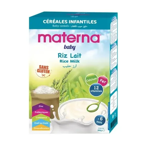 MATERNA Baby Cereales Riz Lait 200 g