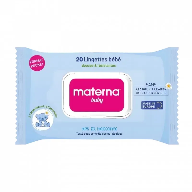 MATERNA Baby Lingettes Boite de 20 Bleu