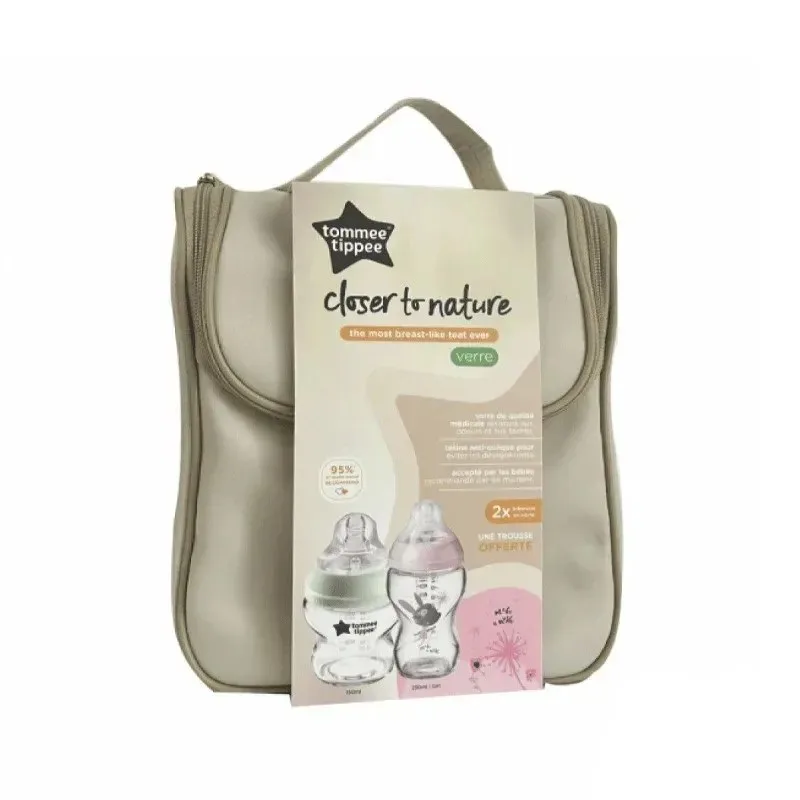 TOMMEE TIPPEE Trousse Closer To Nature 02 Biberons en Verre Rose