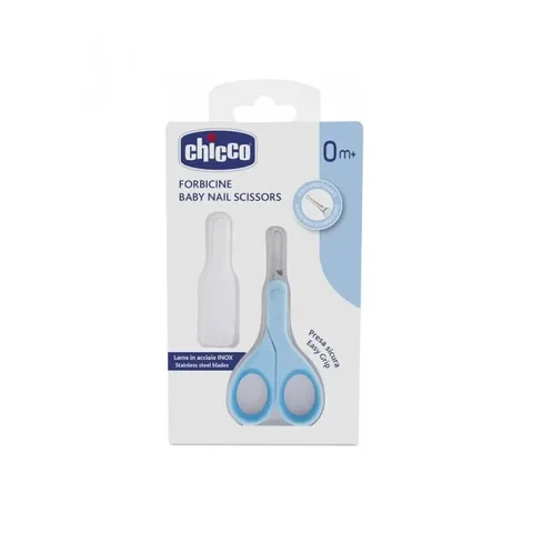 CHICCO Ciseaux Light Bleu avec Etui Protecteur