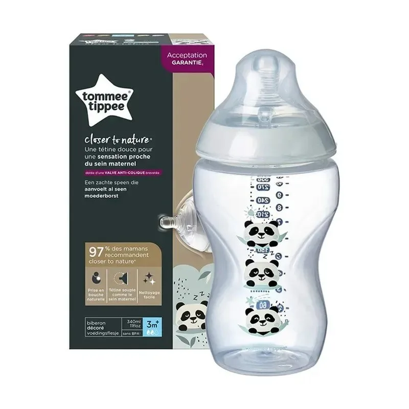 TOMMEE TIPPEE Closer To Nature Biberon Panda Vert 3m+ 340 ml