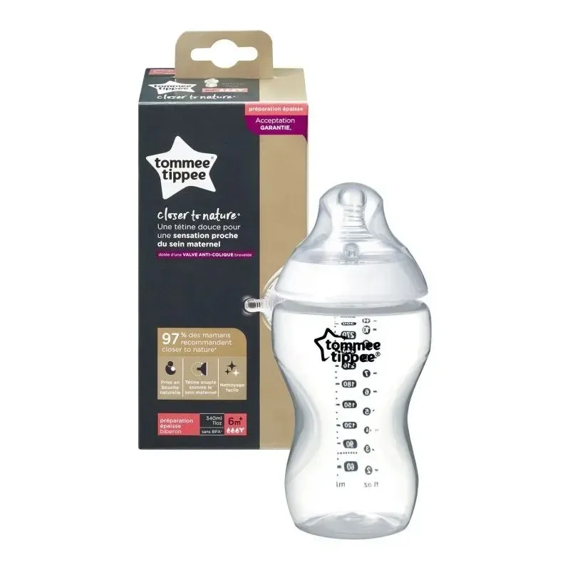 TOMMEE TIPPEE Closer To Nature Biberon Blanc 6m+ 340 ml