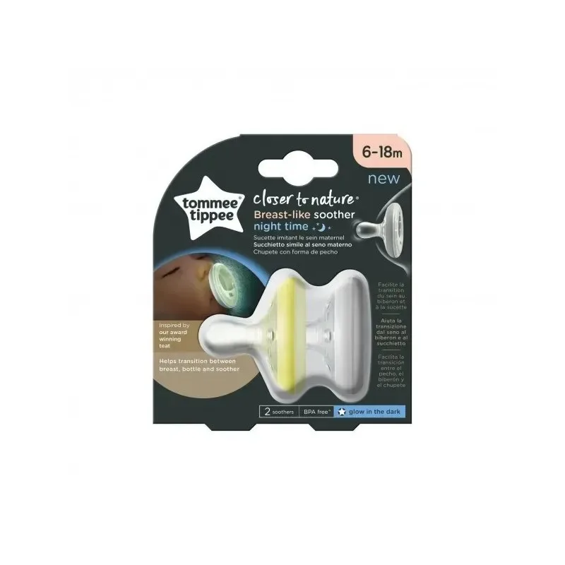 TOMMEE TIPPEE Closer To Nature 2 Sucettes Breast-Like Nuit 6-18m
