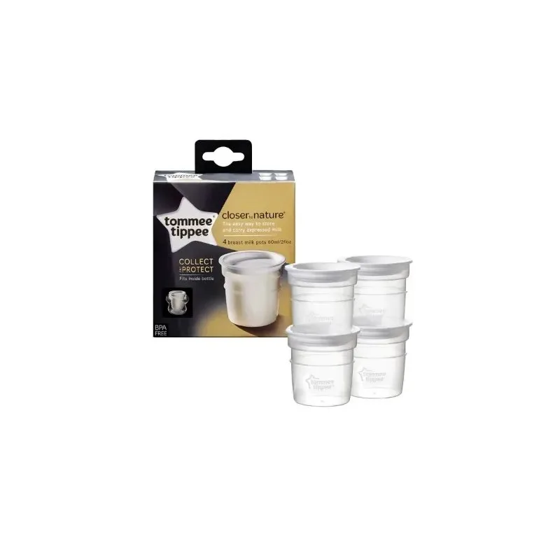 TOMMEE TIPPEE Colse To Nature Lot de 4 Pots de Conservation du Lait