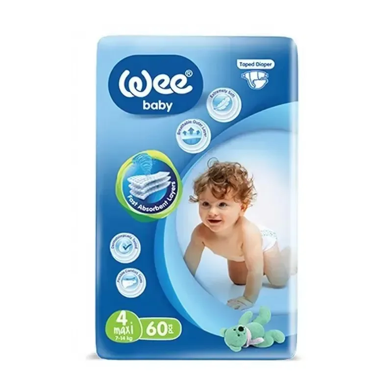 WEE BABY Couche Taille 4 Maxi 7-14kg 60 Pièces