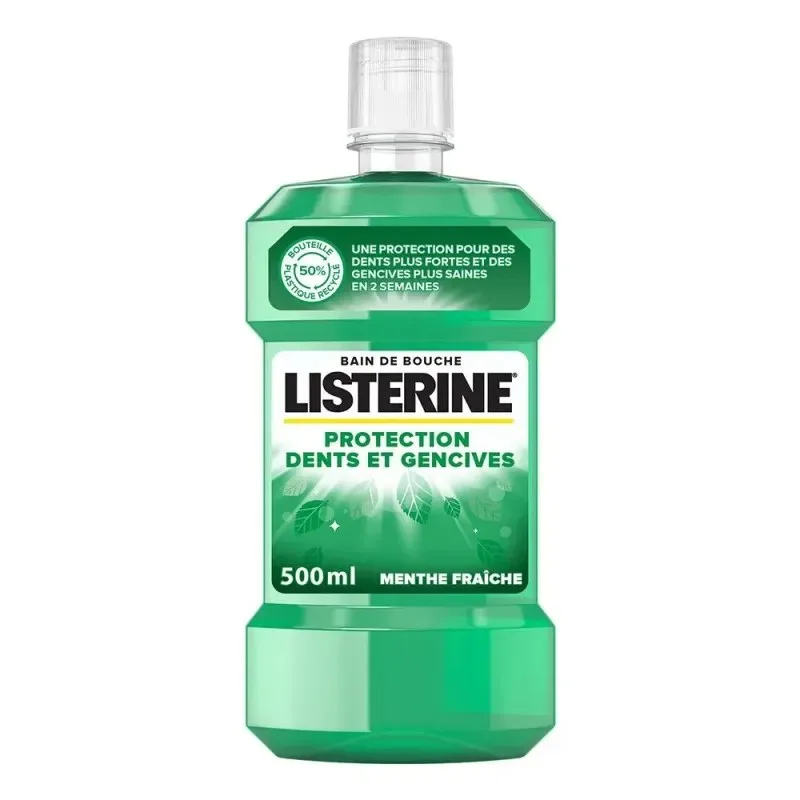 LISTERINE Bain de Bouche Protection Dents et Gencives Menthe Fraiche 500 ml