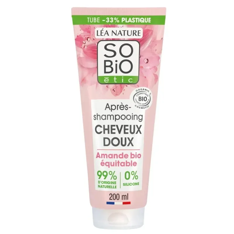 So Bio Cheveux Doux Après-Shampoing Amande et Protéines de Riz Bio 200 ml